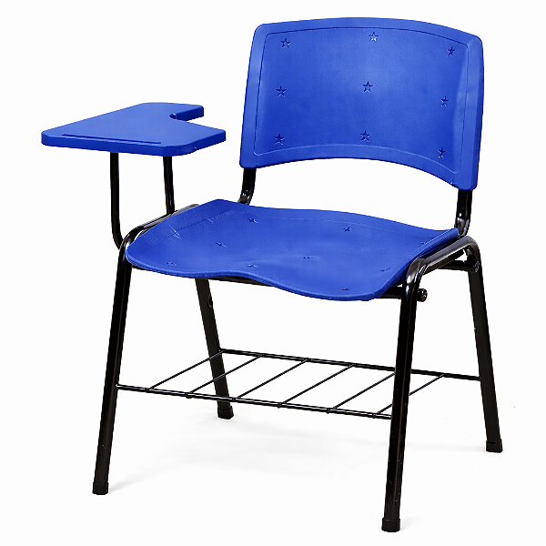 Carteira Universitária Escolar Azul com Prancheta Plástica Azul - 65635 - Casa das Cadeiras Goiânia