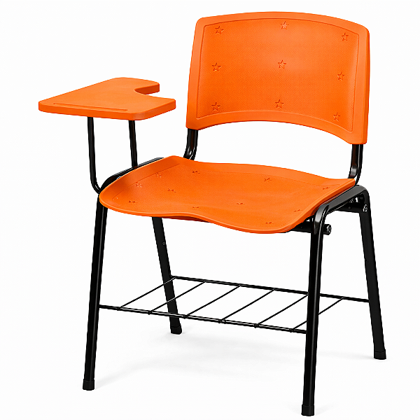 Carteira Universitária Escolar Laranja com Prancheta Plástica Laranja - 65637 - Casa das Cadeiras Goiânia