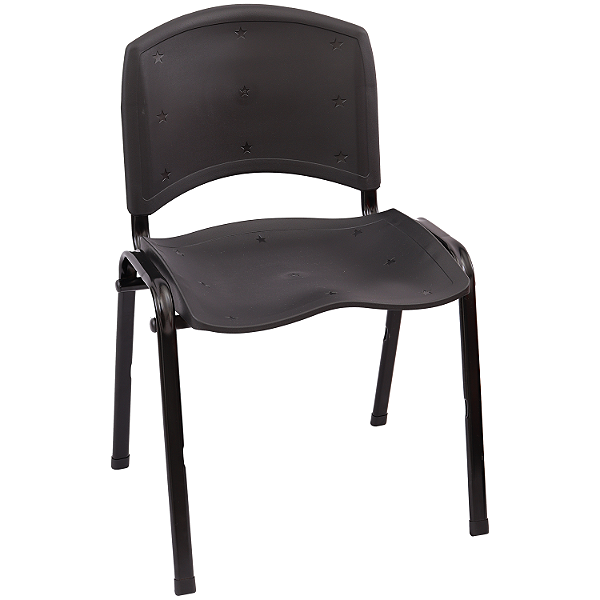 Cadeira Plástica de Plástico Fixa Anatômica Empilhável PRETA - 12071 - Casa das Cadeiras Goiânia