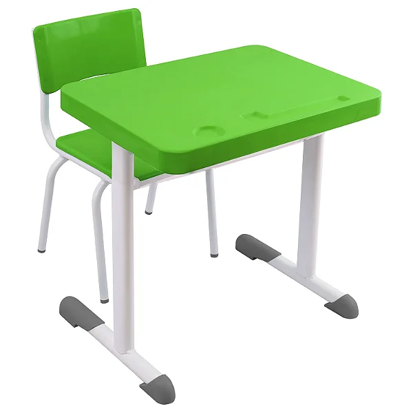 Conjunto Escolar Individual Retangular Plástico Verde Limão – MATERNAL (01 a 03 anos) – 77125 - Casa das Cadeiras Goiânia