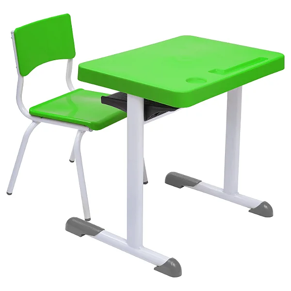 Conjunto Escolar Individual Retangular Plástico Verde Limão – INFANTIL (03 a 06 anos) – 77226 - Casa das Cadeiras Goiânia