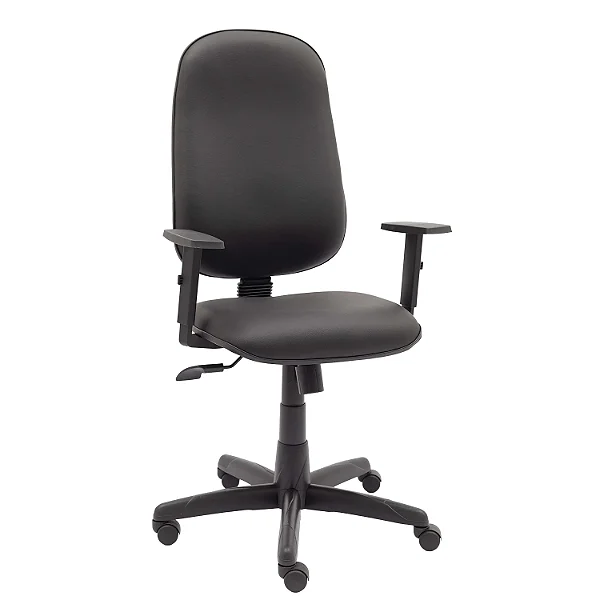 Cadeira Giratória Presidente Baixa Lisa Com Braços Reguláveis - 30111 - Casa das Cadeiras Goiânia