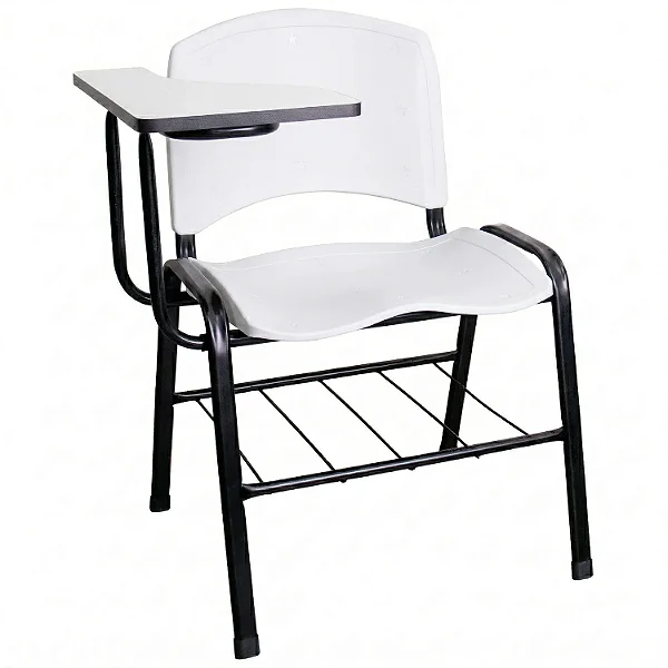 Carteira Universitária Escolar Branca com Prancheta MDF Branco - 75638 - Casa das Cadeiras Goiânia