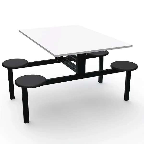 Mesa Refeitório Assento Fixo 04 Lugares, Tampo MDF - 46799 - Casa das Cadeiras Goiânia