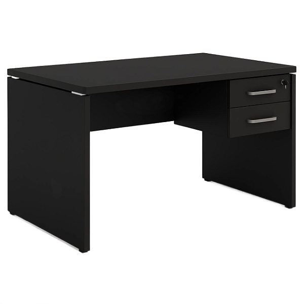 Mesa de Escritório 1,20x0,60 Com Gavetas - PRETO/PRETO - 31472 - Casa das Cadeiras Goiânia