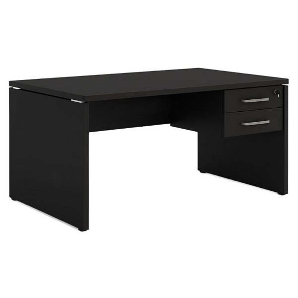 Mesa de Escritório 1,50x0,70 Com Gavetas - PRETO/PRETO - 31582 - Casa das Cadeiras Goiânia