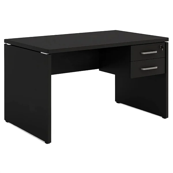 Mesa de Escritório 1,70x0,70 Com Gavetas - PRETO/PRETO - 31573 - Casa das Cadeiras Goiânia