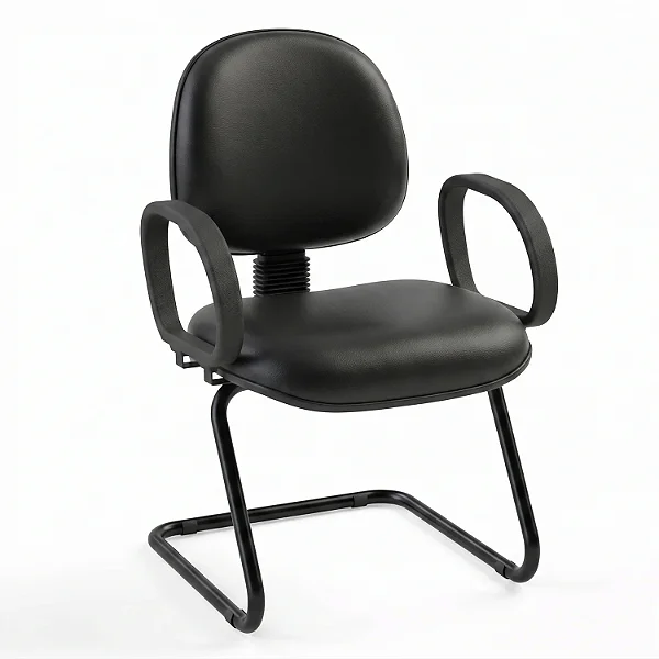 Cadeira Fixa Executiva Lisa Com Braços Fixos Base em "S" - 32145 - Casa das Cadeiras Goiânia