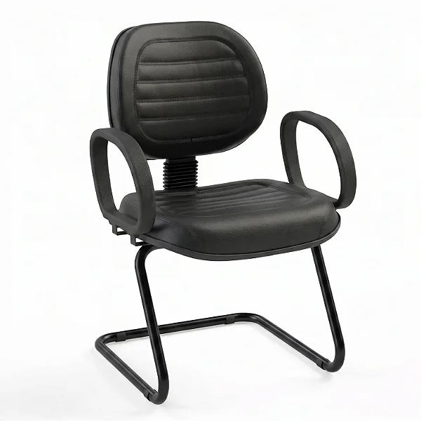 Cadeira Fixa Executiva Costurada Com Braços Fixos Base em "S" - 32146 - Casa das Cadeiras Goiânia