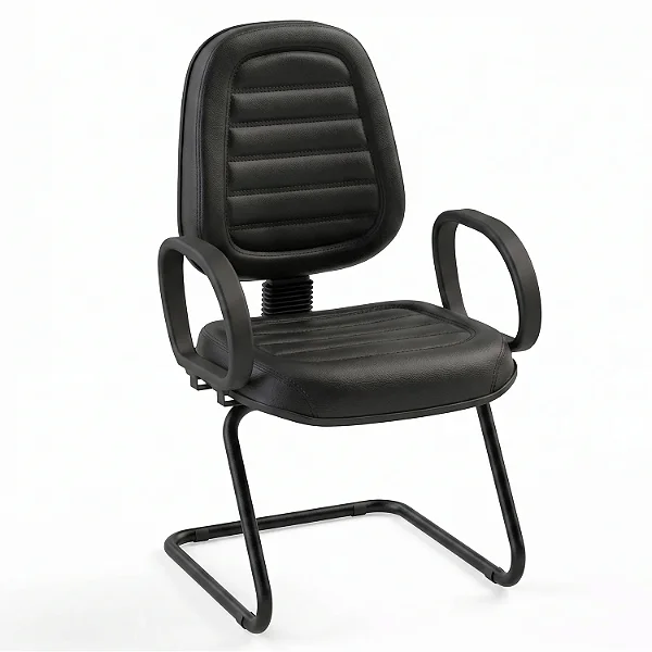 Cadeira Fixa Executiva Alta Diretorzinho Costurada Com Braços Fixos Base em "S" - 34104 - Casa das Cadeiras Goiânia