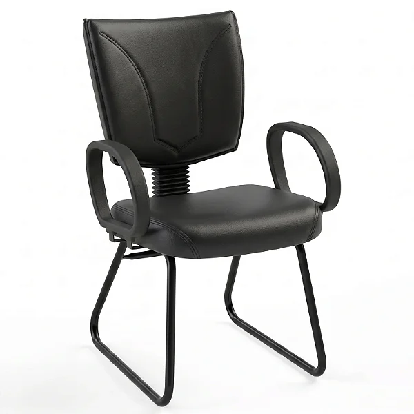 Cadeira Fixa Executiva B-One Costurada Com Braços Fixos Base Trapézio - 34175 - Casa das Cadeiras Goiânia