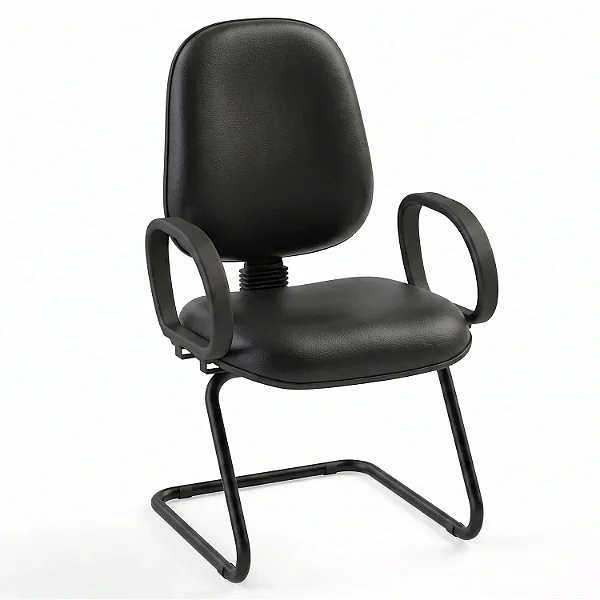 Cadeira Fixa Executiva Alta Diretorzinho Lisa Com Braços Fixos Base em "S" - 37204 - Casa das Cadeiras Goiânia