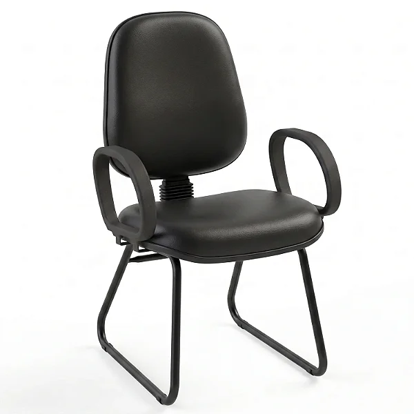 Cadeira Fixa Executiva Alta Diretorzinho Lisa Com Braços Fixos Base Trapézio - 34705 - Casa das Cadeiras Goiânia