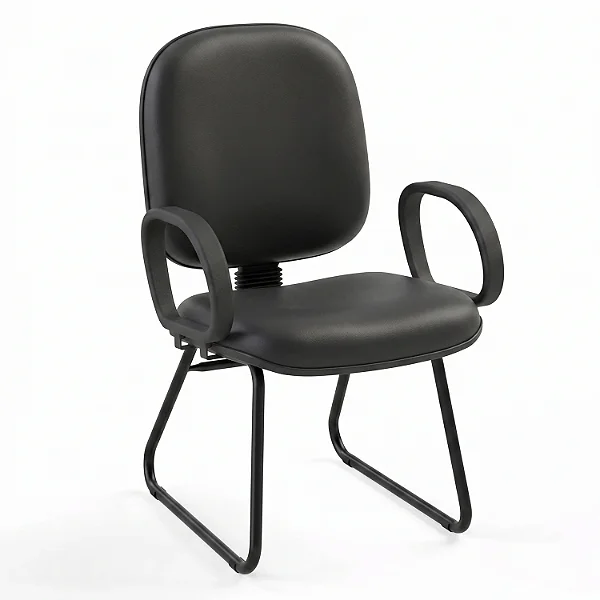 Cadeira Fixa Diretor Lisa Com Braços Fixos Base Trapézio - 34725 - Casa das Cadeiras Goiânia