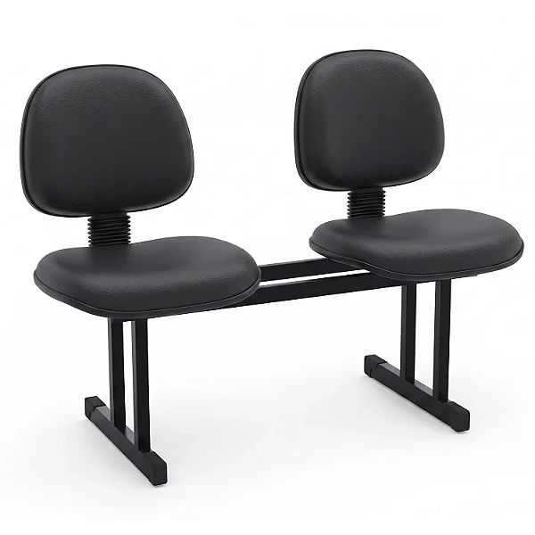 Longarina Para Recepção Executiva Lisa Estofada Courvin Preto 02 Lugares - 01435 - Casa das Cadeiras Goiânia