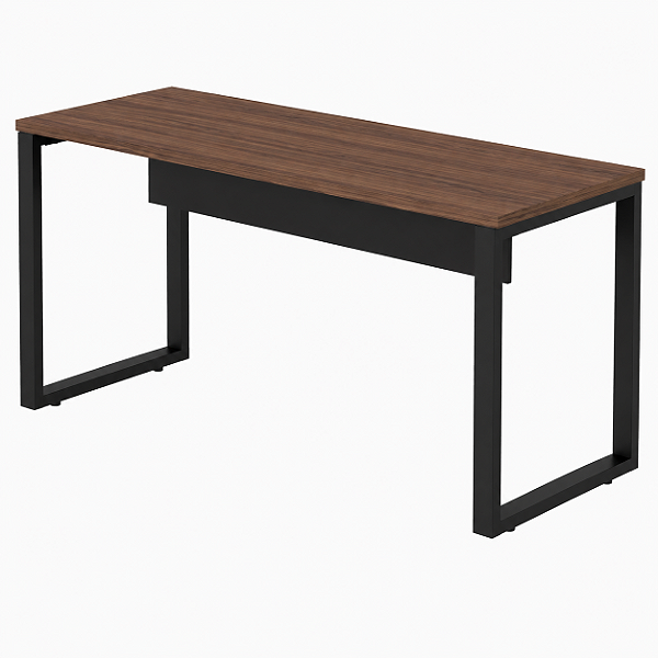 Mesa de Escritório INDUSTRIAL 0,90x0,50 Sem Gavetas - Nogal Sevilha/Preto - 21480 - Casa das Cadeiras Goiânia