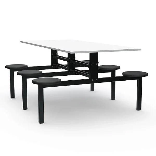 Mesa Refeitório Assento Fixo 06 Lugares, Tampo MDF - 46800 - Casa das Cadeiras Goiânia
