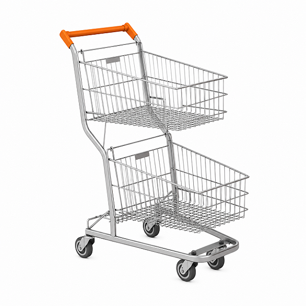 Carrinho de Supermercado Duplo 90L Galvanizado - 85938 - Casa das Cadeiras Goiânia