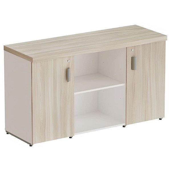 Armário Baixo Para Escritório Credence 131.5X46 Linha Prima 40 – Fresno/Branco - 40260 - Casa das Cadeiras Goiânia