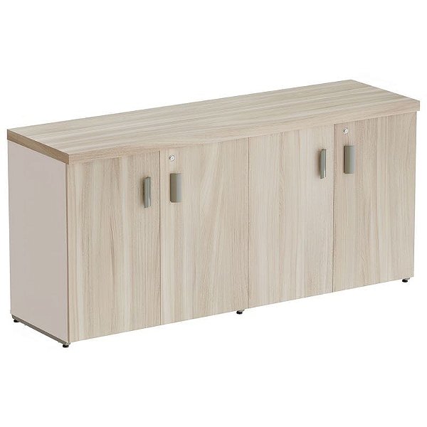 Armário Baixo Para Escritório Credence Duplo Fundo 3mm 159X46 Linha Prima 40 – Fresno/Branco - 11820 - Casa das Cadeiras Goiânia