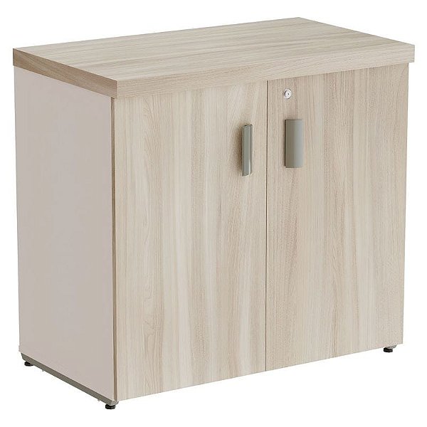 Armário Baixo Para Escritório Fechado Secretária Fundo 3mm 80X46 Linha Prima 40 – Fresno/Branco - 78264 - Casa das Cadeiras Goiânia