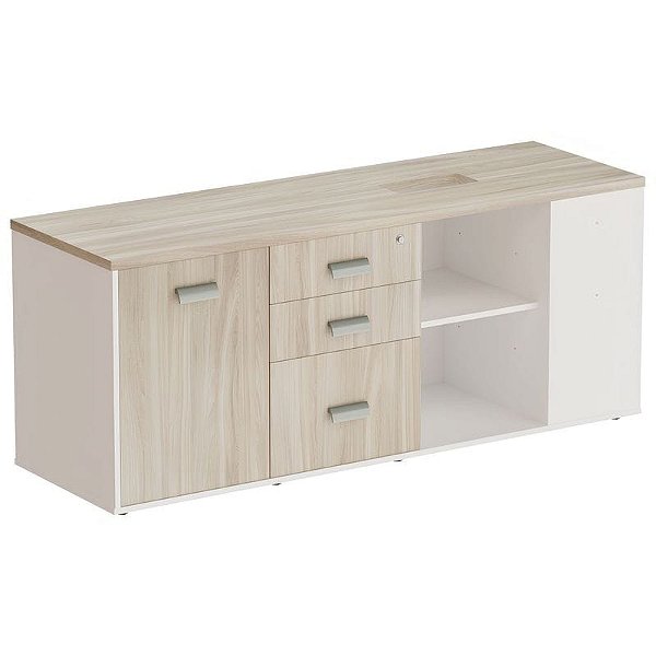 Armário Diretivo Para Escritório Esquerdo Com Caixa De Tomada 160X50 Linha Prima 40 – Fresno/Branco - 27736 - Casa das Cadeiras Goiânia