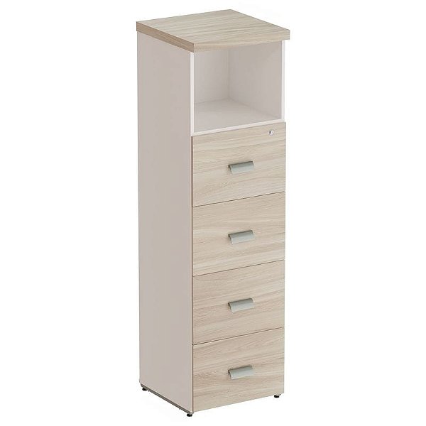 Arquivo Para Escritório Desmontado 4 Gavetas + Nicho 46 cm De Largura Linha Prima 40 – Fresno/Branco - 84437 - Casa das Cadeiras Goiânia