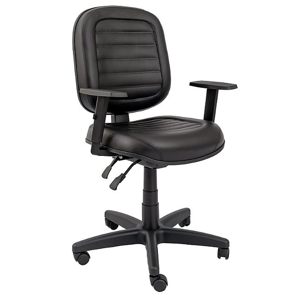Cadeira Giratória Para Escritório Diretor Costurada Base Back-System Rodízio PP Com Braços Reguláveis Six - 11840 - Casa das Cadeiras Goiânia