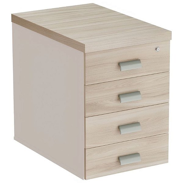 Gaveteiro Diretivo Para Escritório Desmontado 4 Gavetas 46 cm De Largura Linha Prima 40 – Fresno/Branco - 65584 - Casa das Cadeiras Goiânia