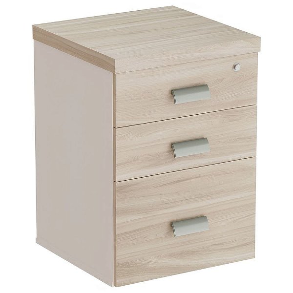 Gaveteiro Pedestal Para Escritório Desmontado 2 Gavetas + Pasta Suspensa 46 cm De Largura Linha Prima 40 – Fresno/Branco - 48089 - Casa das Cadeiras Goiânia