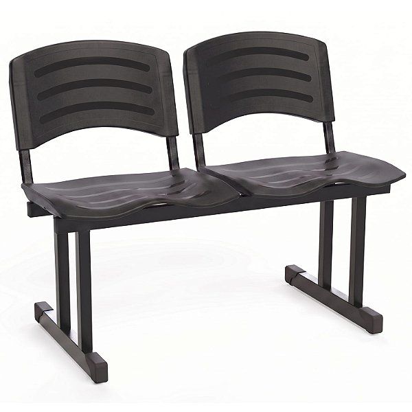 Longarina Para Recepção Ergoplast – 02 Lugares – Preto - 54762 - Casa das Cadeiras Goiânia