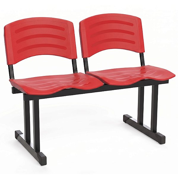 Longarina Para Recepção Ergoplast – 02 Lugares – Vermelho - 50337 - Casa das Cadeiras Goiânia