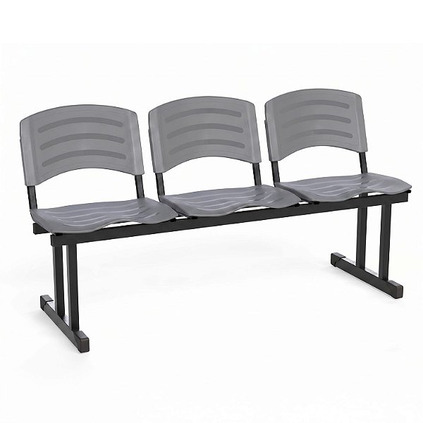 Longarina Para Recepção Ergoplast – 03 Lugares – Cinza - 99862 - Casa das Cadeiras Goiânia