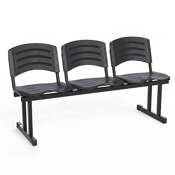 Longarina Para Recepção Ergoplast – 03 Lugares – Preto - 82653 - Casa das Cadeiras Goiânia