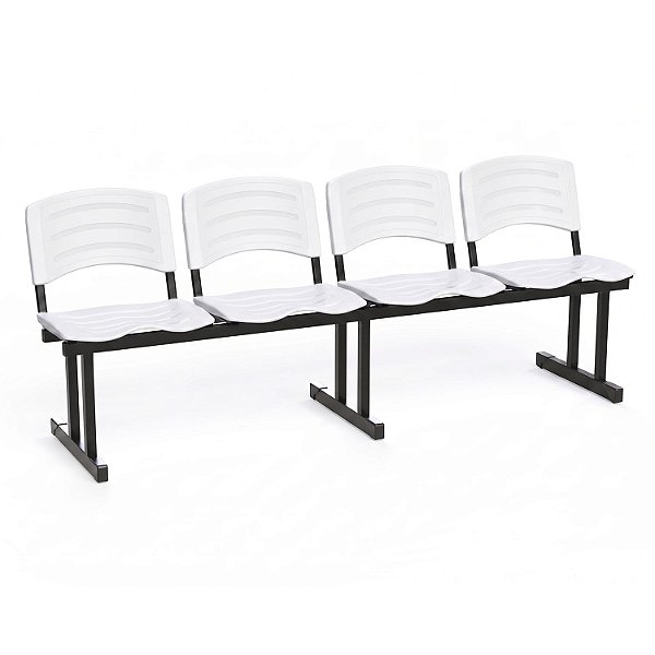 Longarina Para Recepção Ergoplast – 04 Lugares – Branco - 15209 - Casa das Cadeiras Goiânia