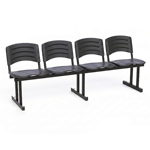 Longarina Para Recepção Ergoplast – 04 Lugares – Preto - 83160 - Casa das Cadeiras Goiânia