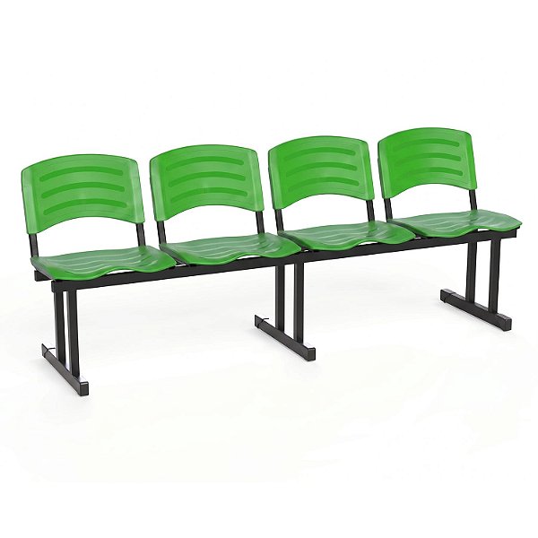 Longarina Para Recepção Ergoplast – 04 Lugares – Verde - 53644 - Casa das Cadeiras Goiânia