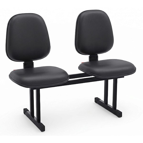 Longarina Para Recepção Executiva Alta Lisa – 02 Lugares – Courvin Preto - 59249 - Casa das Cadeiras Goiânia