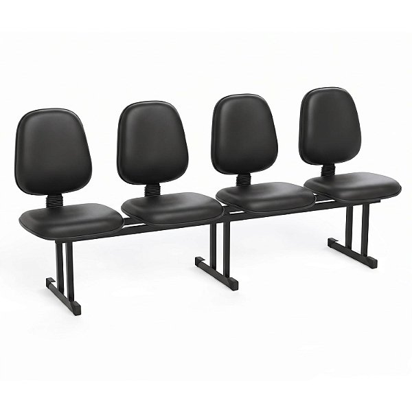 Longarina Para Recepção Executiva Alta Lisa – 04 Lugares – Courvin Preto - 71875 - Casa das Cadeiras Goiânia