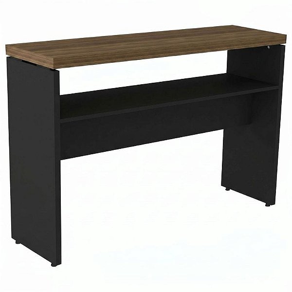 Mesa Aparador Para Escritório 120X35 Linha Prima 40 – Nogal/Preto - 86156 - Casa das Cadeiras Goiânia