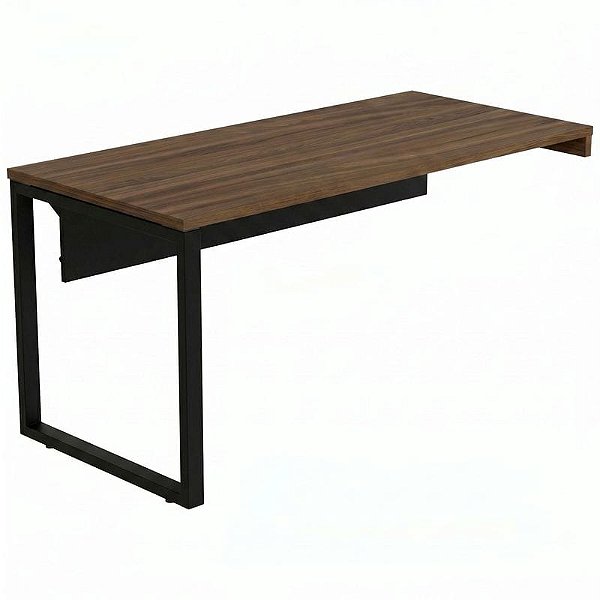 Mesa Diretiva Para Escritório Pé Quadro 170X70 Para Armário Direito Linha Prima 40 – Nogal/Preto - 45763 - Casa das Cadeiras Goiânia
