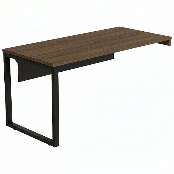Mesa Diretiva Para Escritório Pé Quadro 170X70 Para Gaveteiro Direito Linha Prima 40 – Nogal/Preto - 35204 - Casa das Cadeiras Goiânia