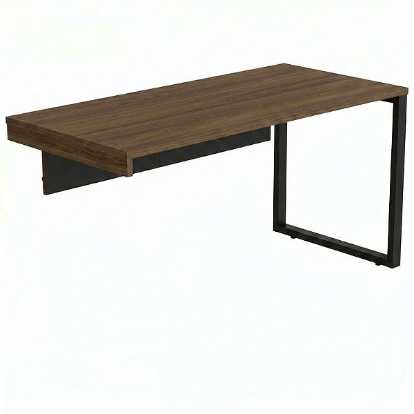 Mesa Diretiva Para Escritório Pé Quadro 170X70 Para Gaveteiro Esquerdo Linha Prima 40 – Nogal/Preto - 44226 - Casa das Cadeiras Goiânia