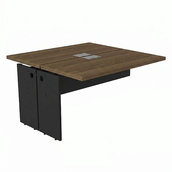 Plataforma Dupla Para Escritório Auxiliar 120X131.5 Linha Prima 40 – Nogal/Preto - 65505 - Casa das Cadeiras Goiânia