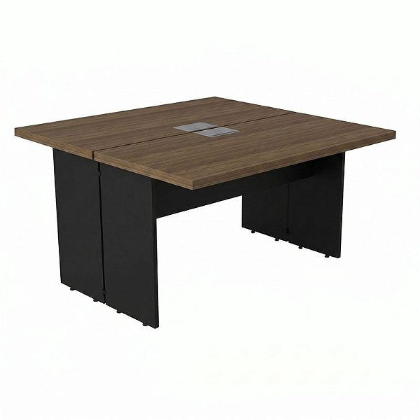Plataforma Dupla Para Escritório Central 120X131.5 Linha Prima 40 – Nogal/Preto - 63382 - Casa das Cadeiras Goiânia