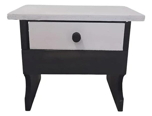 Banquinho Preto Velho com Gaveta ( Preto e Branco)