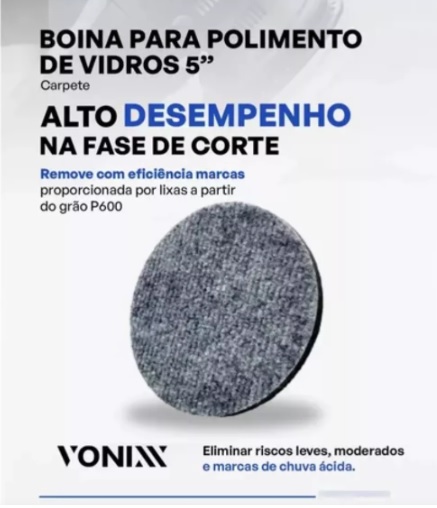 Boina para Polimento de vidros 5 pol  Tipo Carpete  Vonixx