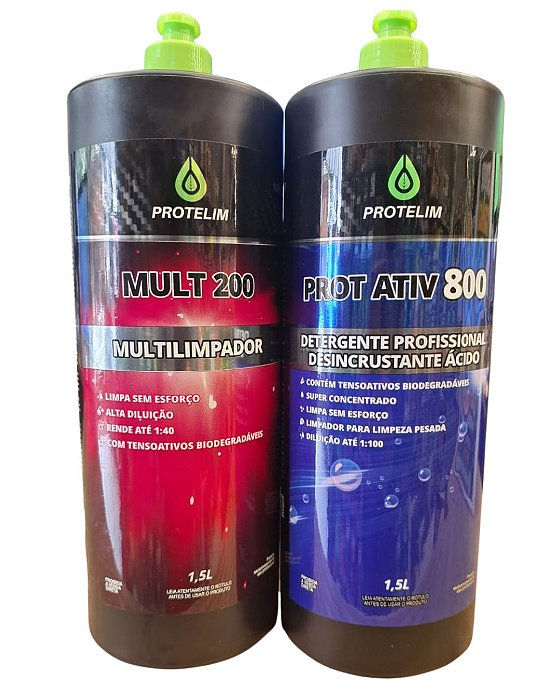 CASADINHA PROTELIM 1,5 LT MULT 200 MULTIUSO DESENGRAXANTE + ATIV 800 DESINCRUSTANTE ÁCIDO