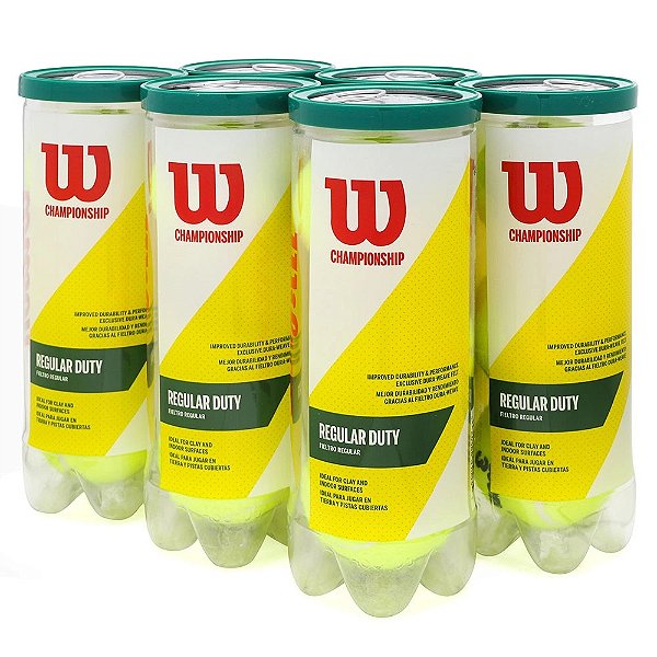 PACK DE BOLAS DE TÊNIS WILSON CHAMPIONSHIP REGULAR DUTY TB3 – 6 TUBOS