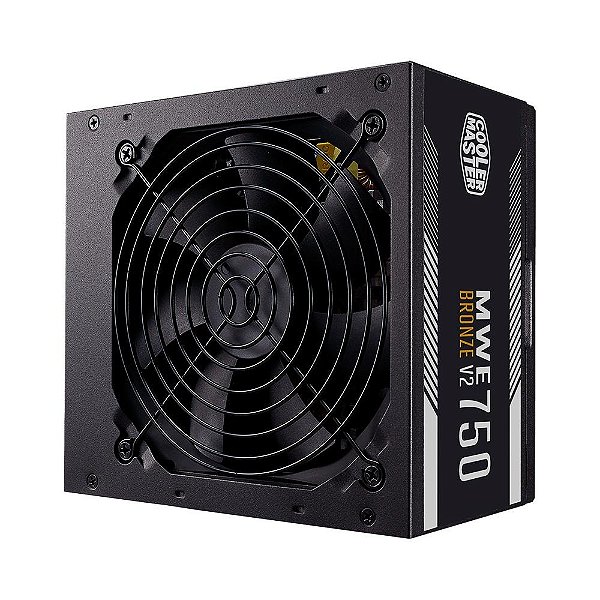 Fonte Cooler Master MWE Bronze V2 Full Range, 750W, 80 Plus Bronze, PFC Ativo, sem cabo, Preto - MPE-7501-ACAAW-BBR